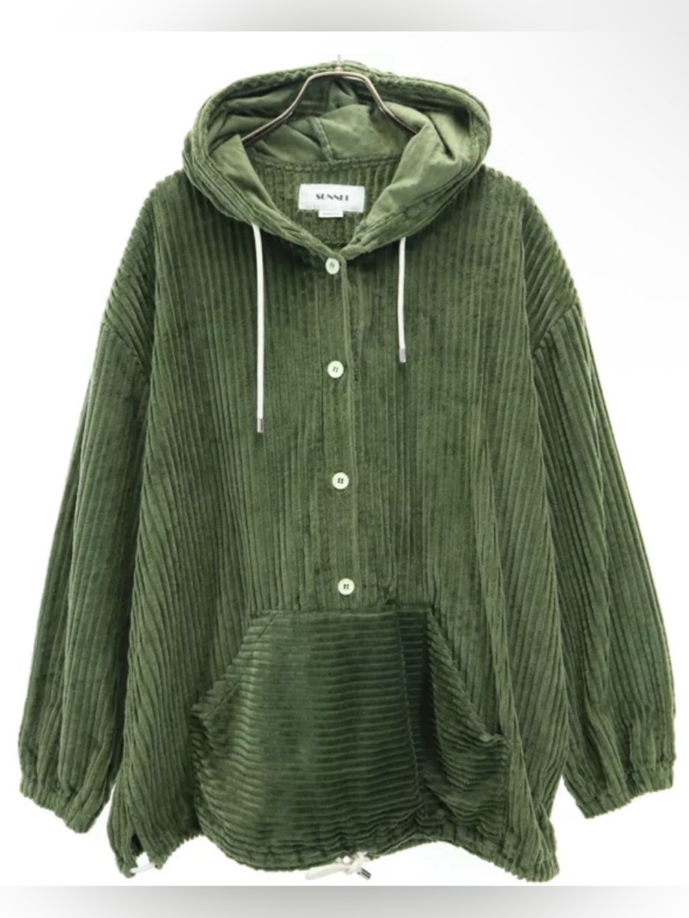 sunnri green wide corduroy velvet hoodie men sz  s oversized